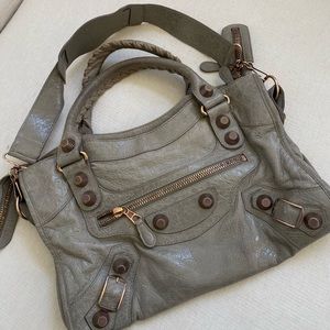 Balenciaga City Bag AUTHENTIC Rose Gold Pewter Leather Purse